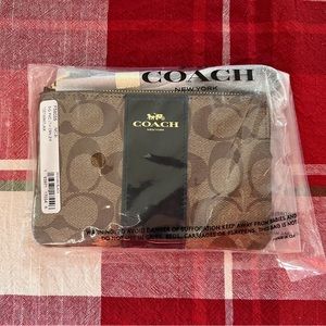 Coach Corner Zip Wristlet in Signature Canvas